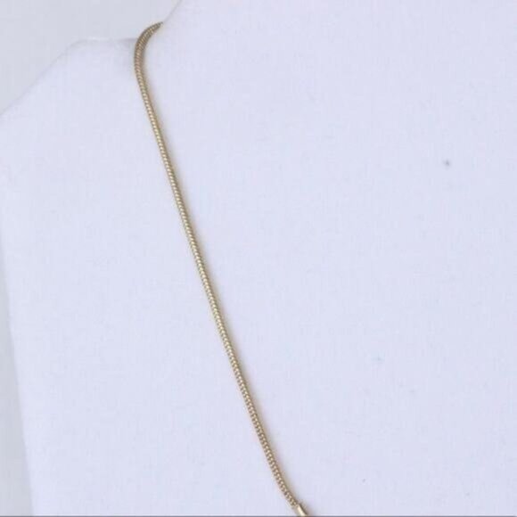 Hammered Gold Necklace Squares raw stone inset New with Tags - Picture 9 of 15